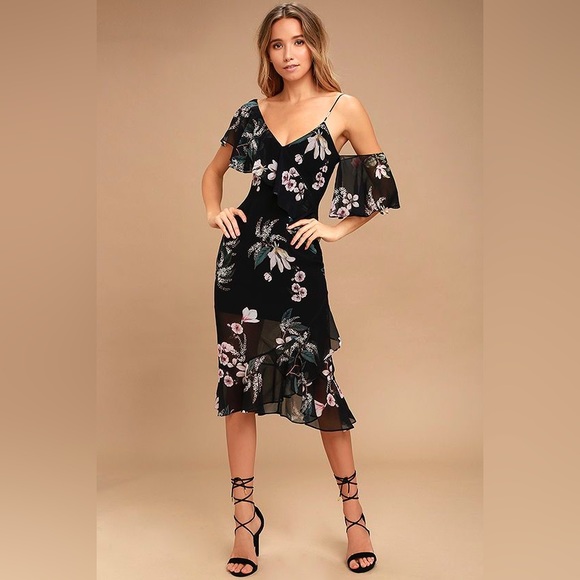 Keepsake the Label Black Floral Midi Dress - Picture 2 of 7